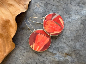 Recycled Coffee Pod & Takeaway Coffee Cup Earrings Red flowers